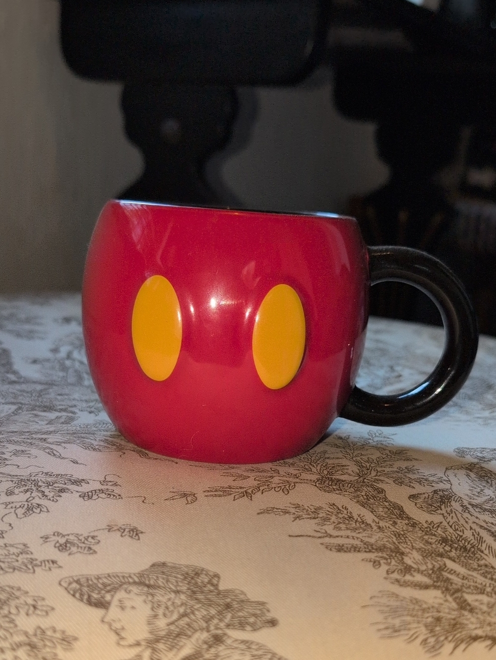 Disney Red and Yellow Mickey Mouse Style Mug with Black Handle